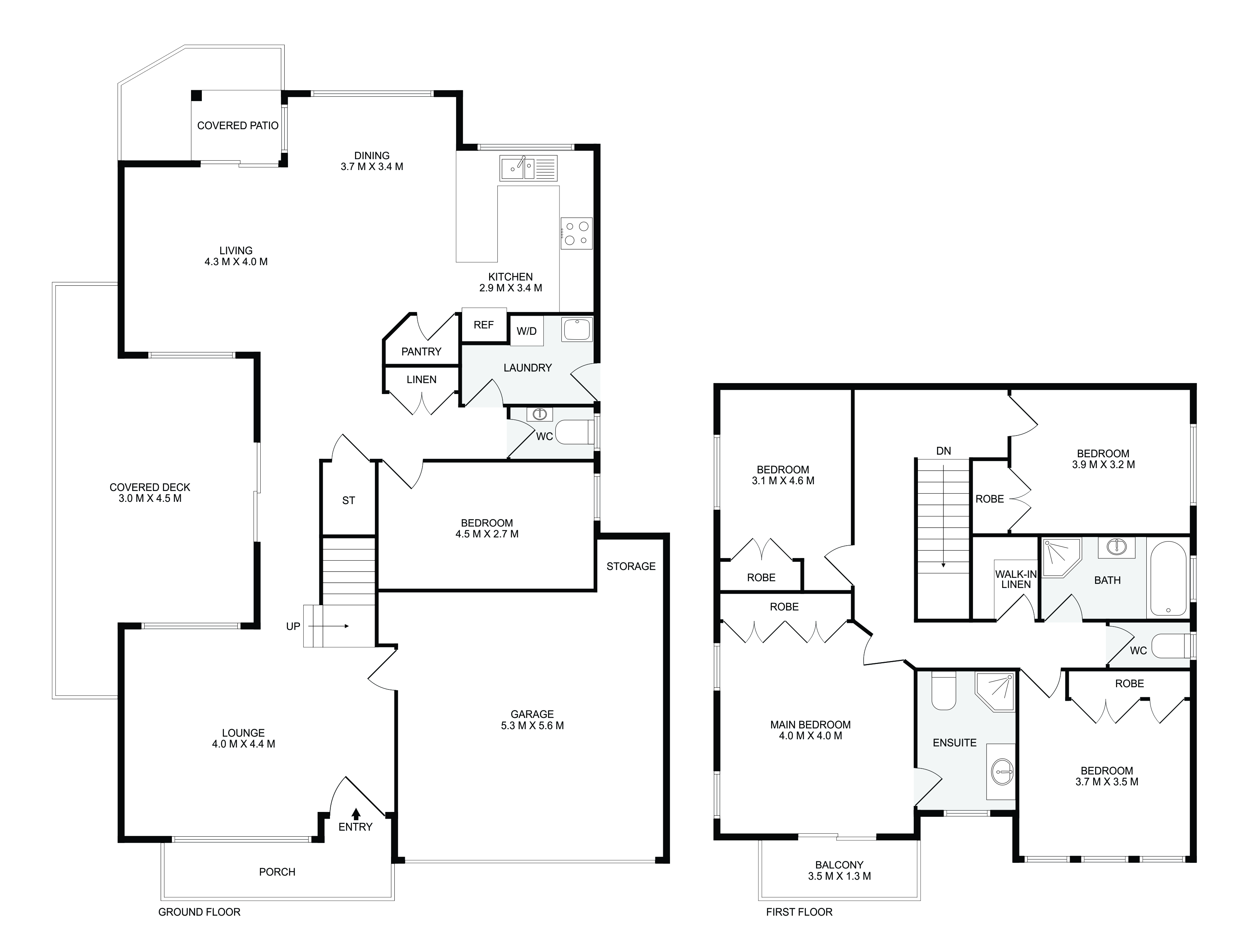 Classic black and white floor plan